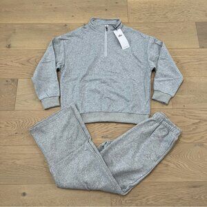 ALO Yoga Accolade Set Quarter Zip and Sweatpants Light Gray Unisex